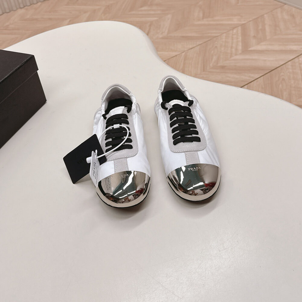 PRADA Collapse Re-Nylon and suede sneakers with metal toecap