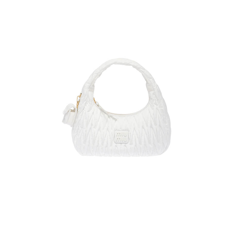 Miu Wander matelasse regenerated nylon hobo bag